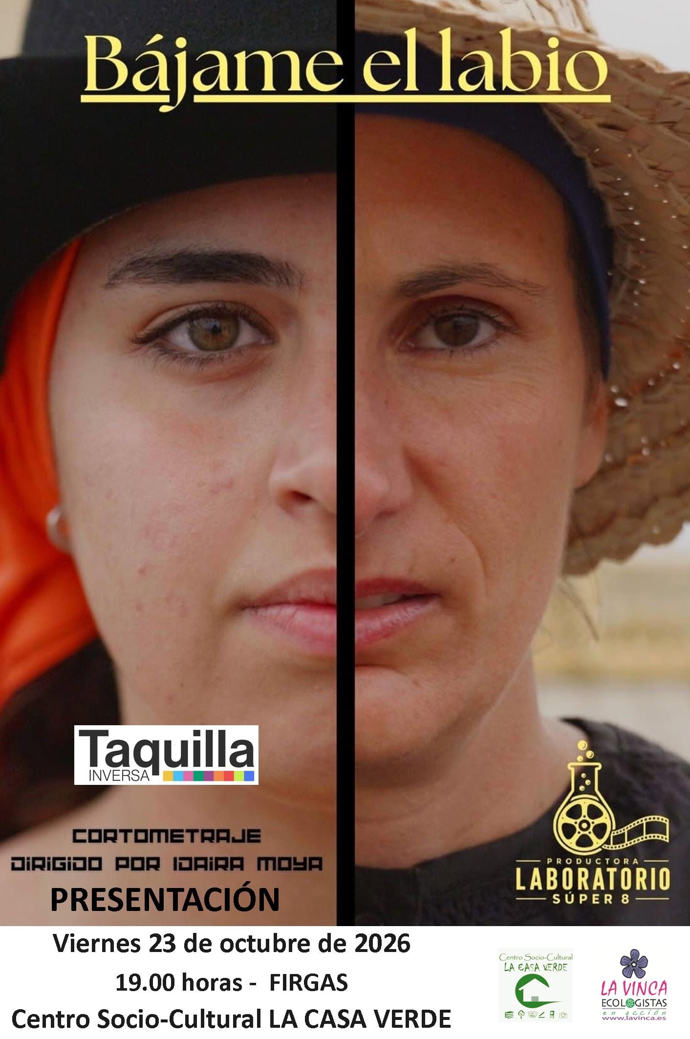 Cartel del cortometraje Bájame el labio, dirigido por Idaira Moya